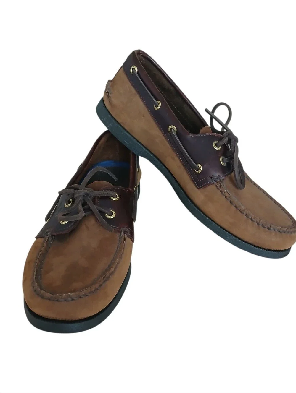 NWOB SPERRY Authentic Original 2 Eye Leather Boat Shoes Men's 9.5 2-Tone Brown